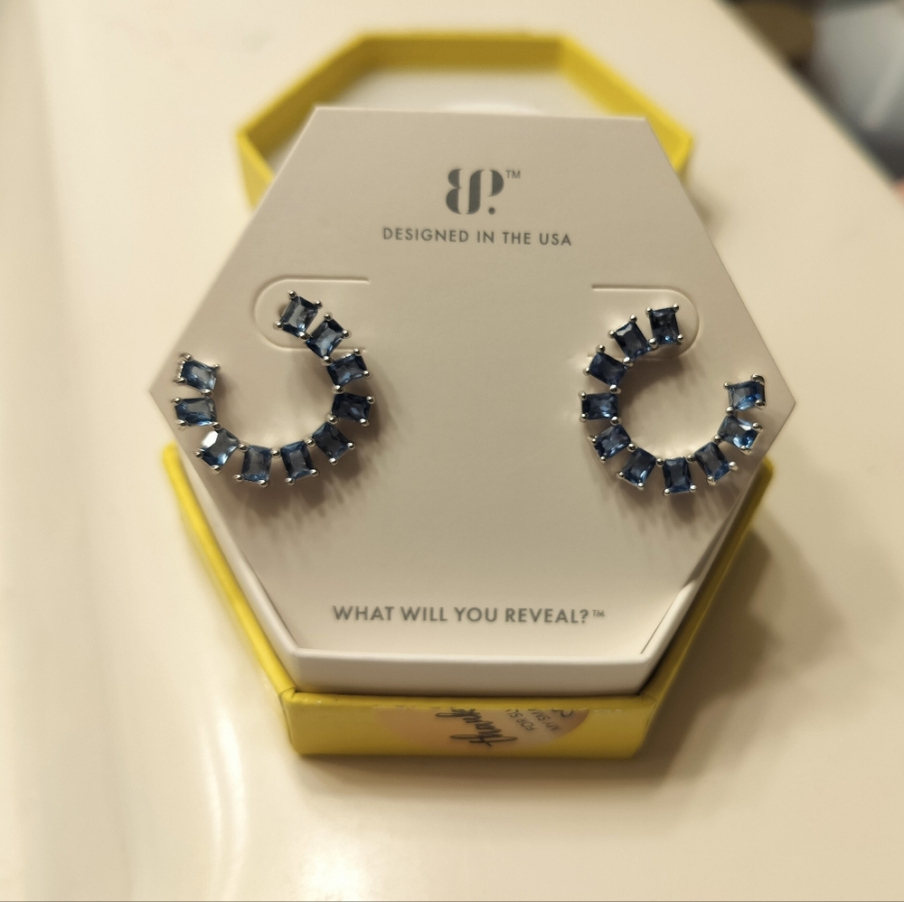 Bomb Party OG hoops blue Zircon Spinel rhodium plating